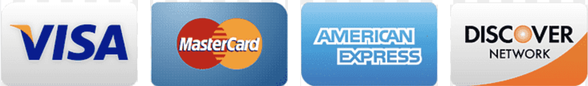 Visa, Mastercard, American Express, and Discover accepted